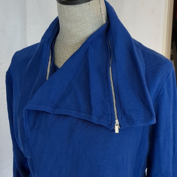 New York & Company Sweaters - Stylish Blue Jacket with Zipper Detail